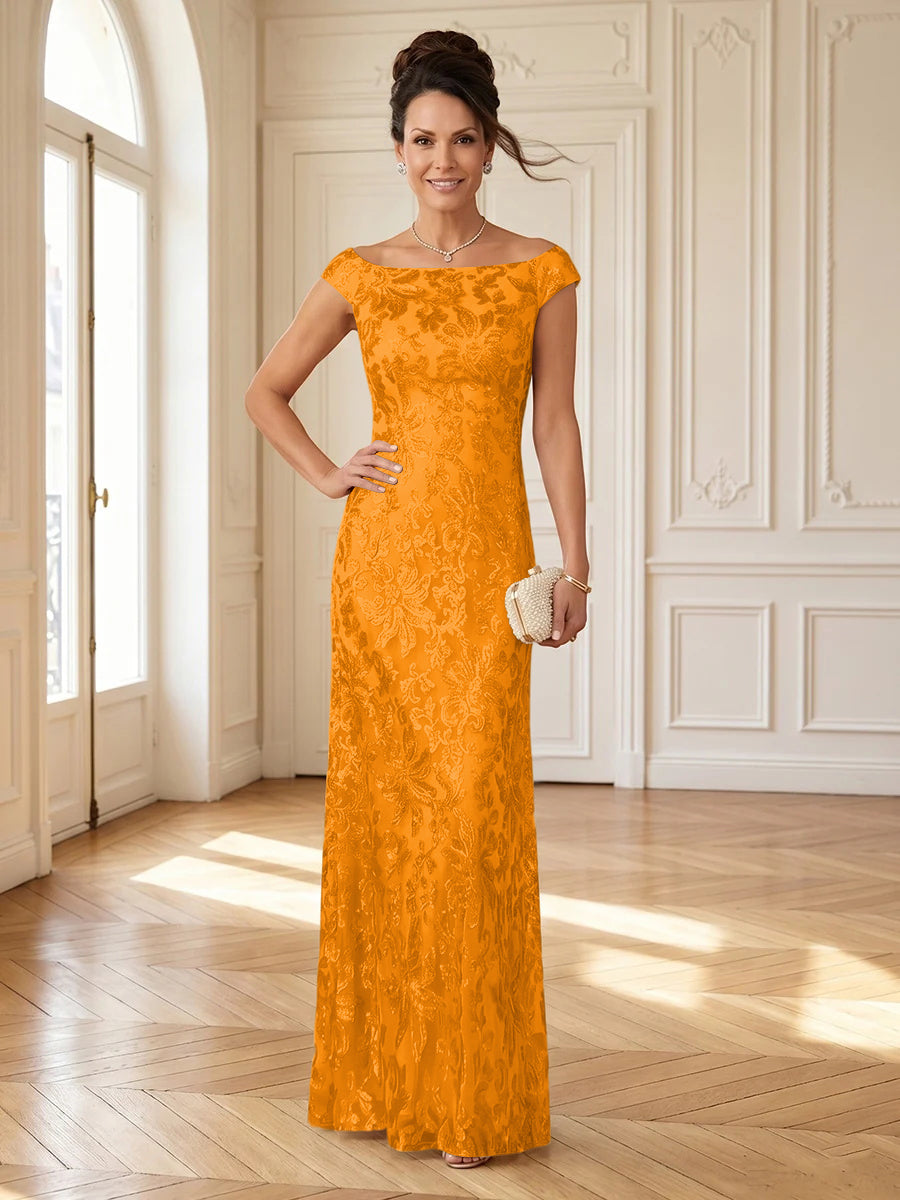 Column Boat Neck Sleeveless Long Mother of the Bride Dresses