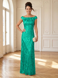 Column Boat Neck Sleeveless Long Mother of the Bride Dresses