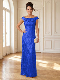 Column Boat Neck Sleeveless Long Mother of the Bride Dresses