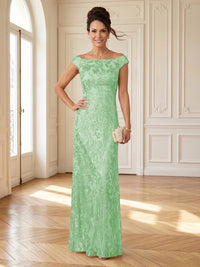 Column Boat Neck Sleeveless Long Mother of the Bride Dresses