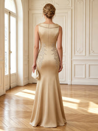 Mermaid Round Neck Sleeveless Long Mother of the Bride Dresses