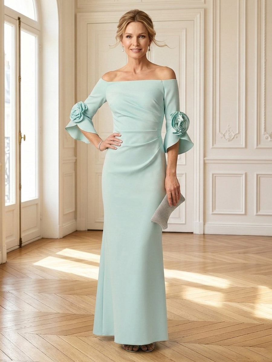 Mermaid Off Shoulder Long Sleeves Mother of the Bride Dresses with Sleeves