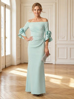 Mermaid Off Shoulder Long Sleeves Mother of the Bride Dresses with Sleeves