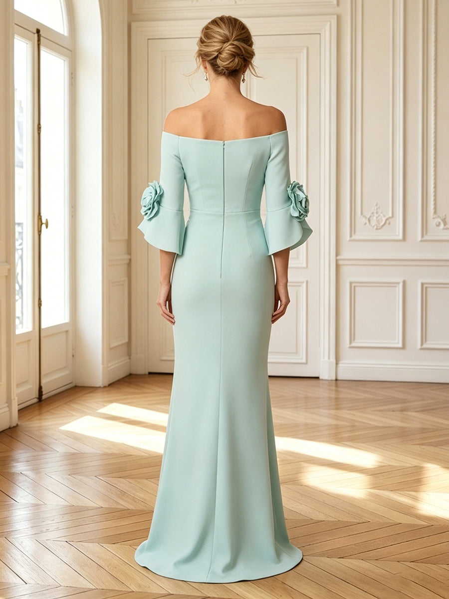 Mermaid Off Shoulder Long Sleeves Mother of the Bride Dresses with Sleeves