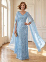 Mermaid V Neck Long Sleeves Mother of the Bride Dresses