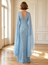 Mermaid V Neck Long Sleeves Mother of the Bride Dresses