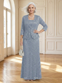 Column Strapless 3/4 Sleeves Long Mother of the Bride Dresses with Jacket