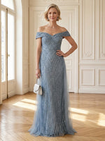 Mermaid Off Shoulder Sleeveless Long Mother of the Bride Dresses