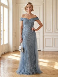 Mermaid Off Shoulder Sleeveless Long Mother of the Bride Dresses