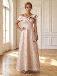 A Line Off Shoulder Sleeveless Long Mother of the Bride Dresses