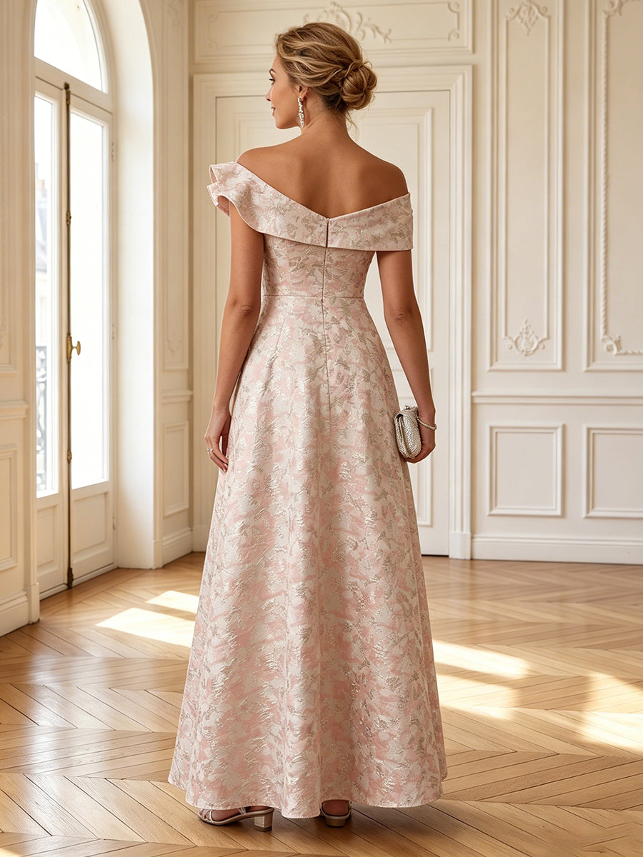 A Line Off Shoulder Sleeveless Long Mother of the Bride Dresses