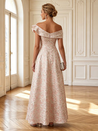 A Line Off Shoulder Sleeveless Long Mother of the Bride Dresses