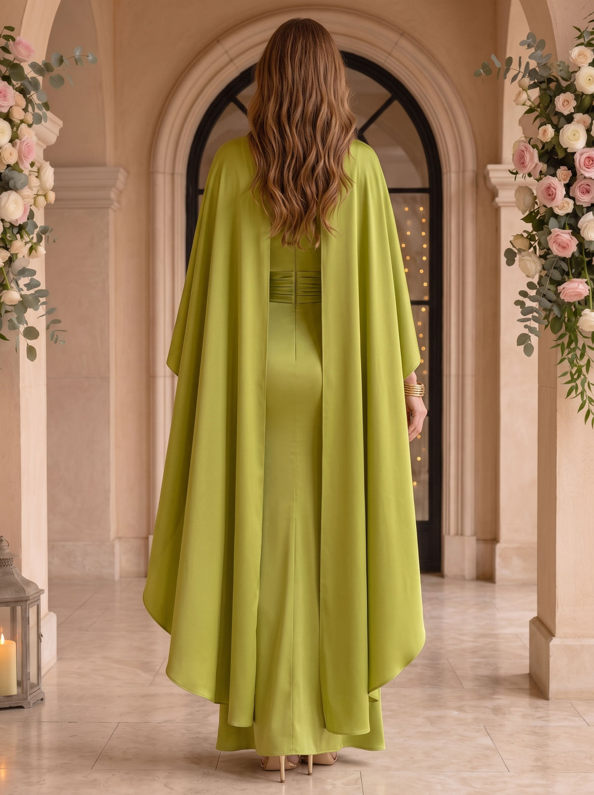 Mermaid Deep V Neck Satin Long Mother of the Bride Dresses