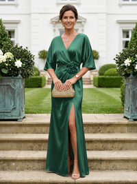 Mermaid V Neck Short Sleeves Mother of the Bride Dresses with Flower