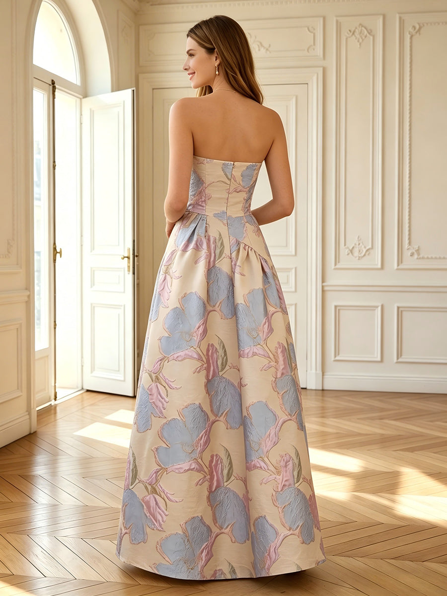 A Line Strapless Sleeveless Long Mother of the Bride Dresses