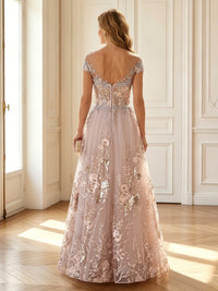 A Line Round Neck Short Sleeves Long Mother of the Bride Dresses