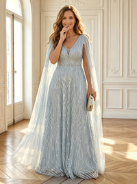 A Line V Neck Sleeveless Long Mother of the Bride Dresses