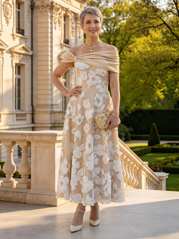 A Line Off Shoulder Sleeveless Long Mother of the Bride Dresses