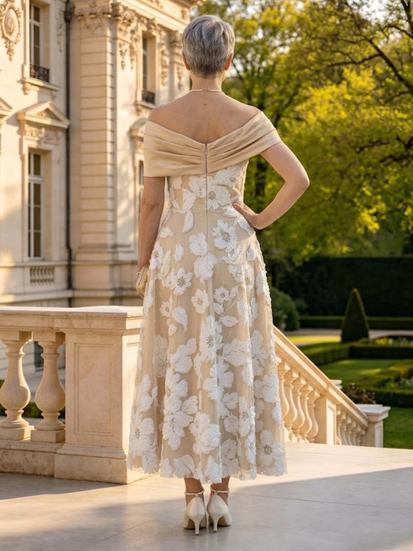 A Line Off Shoulder Sleeveless Long Mother of the Bride Dresses
