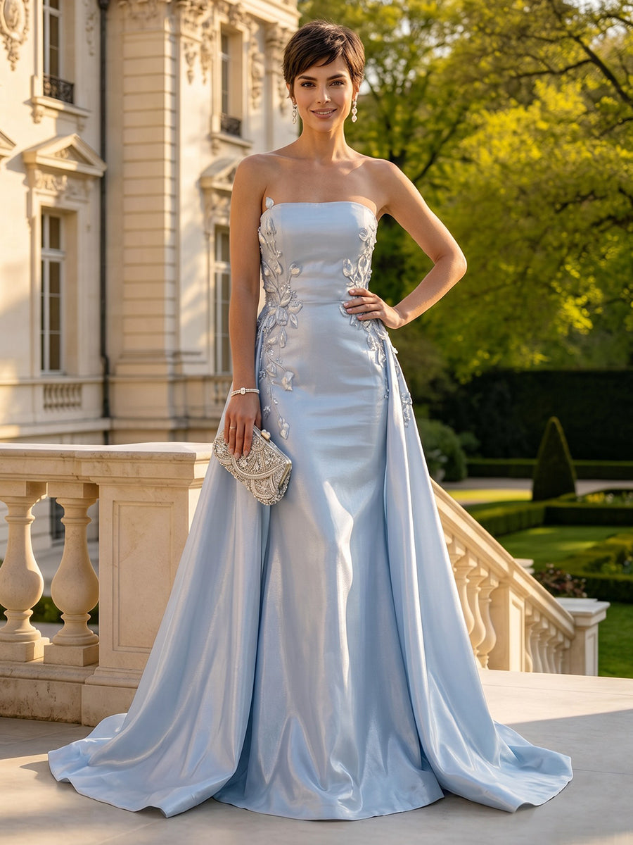 Mermaid Strapless Sleeveless Long Mother of the Bride Dresses