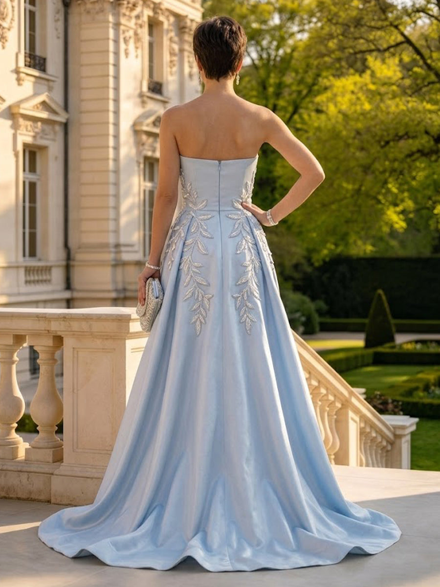 Mermaid Strapless Sleeveless Long Mother of the Bride Dresses