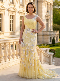 Mermaid Square Neck Sleeveless Long Mother of the Bride Dresses