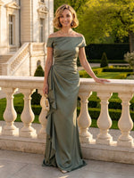 Mermaid Off Shoulder Sleeveless Long Mother of the Bride Dresses