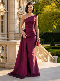 Satin Mermaid One Shoulder Sleeveless Mother of the Bride Dresses