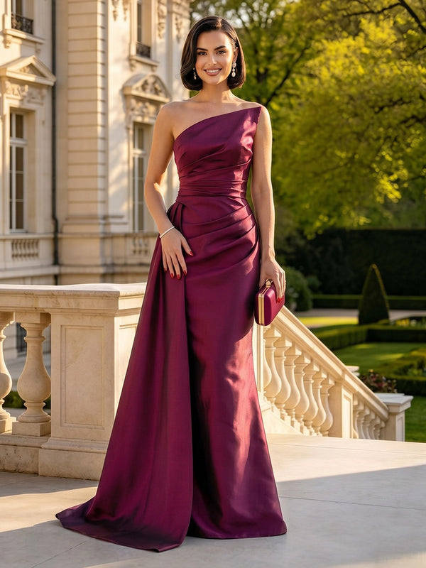 Satin Mermaid One Shoulder Sleeveless Mother of the Bride Dresses