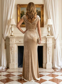 Mermaid Cowl Neck Short Sleeves Mother of the Bride Dresses