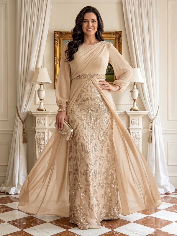 Mermaid Round Neck Long Sleeves Mother of the Bride Dresses