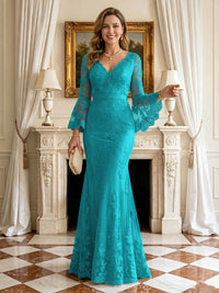 Mermaid V Neck Long Sleeves Mother of the Bride Dresses