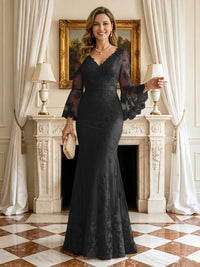 Mermaid V Neck Long Sleeves Mother of the Bride Dresses