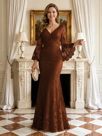 Mermaid V Neck Long Sleeves Mother of the Bride Dresses