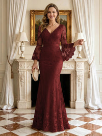 Mermaid V Neck Long Sleeves Mother of the Bride Dresses