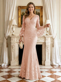 Mermaid V Neck Long Sleeves Mother of the Bride Dresses
