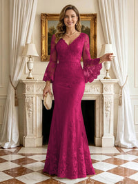 Mermaid V Neck Long Sleeves Mother of the Bride Dresses
