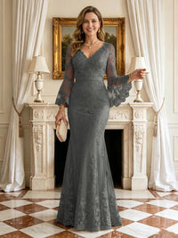 Mermaid V Neck Long Sleeves Mother of the Bride Dresses
