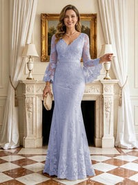 Mermaid V Neck Long Sleeves Mother of the Bride Dresses