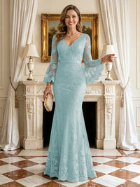 Mermaid V Neck Long Sleeves Mother of the Bride Dresses