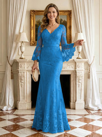 Mermaid V Neck Long Sleeves Mother of the Bride Dresses