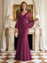 Mermaid V Neck Long Sleeves Mother of the Bride Dresses
