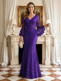 Mermaid V Neck Long Sleeves Mother of the Bride Dresses