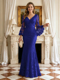Mermaid V Neck Long Sleeves Mother of the Bride Dresses
