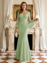 Mermaid V Neck Long Sleeves Mother of the Bride Dresses