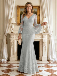 Mermaid V Neck Long Sleeves Mother of the Bride Dresses