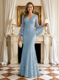 Mermaid V Neck Long Sleeves Mother of the Bride Dresses