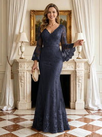 Mermaid V Neck Long Sleeves Mother of the Bride Dresses