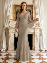 Mermaid V Neck Long Sleeves Mother of the Bride Dresses