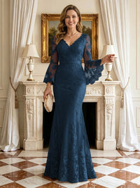 Mermaid V Neck Long Sleeves Mother of the Bride Dresses
